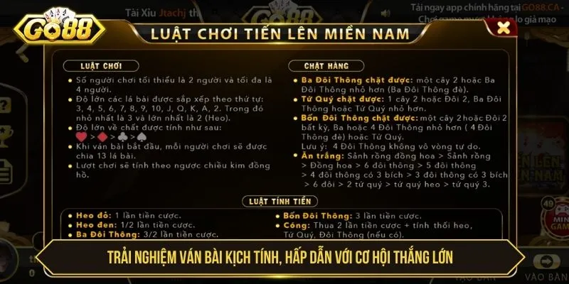 Trải nghiệm ván bài kịch tính, hấp dẫn với cơ hội thắng lớn